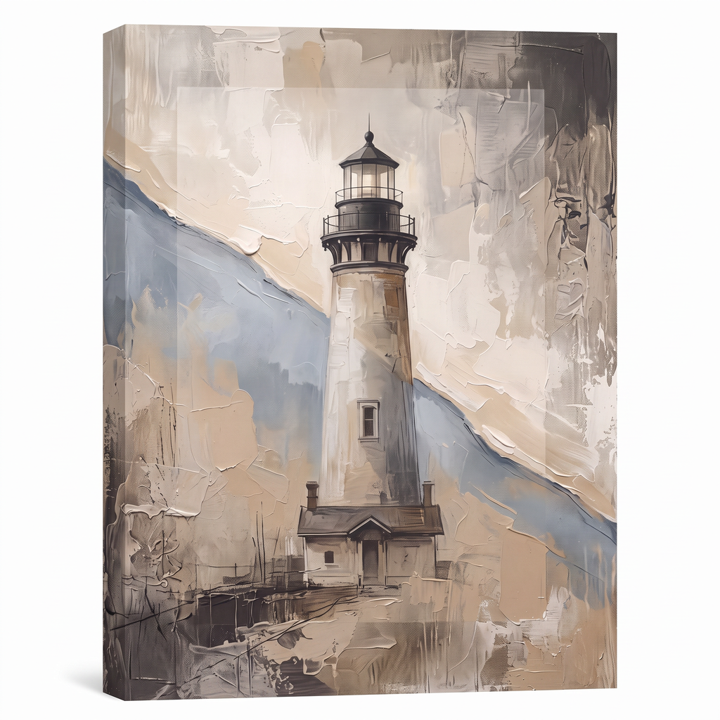 Lighthouse Beam at Dusk Canvas, Coastal Wall Art, Nautical Beach House Decor, Gift