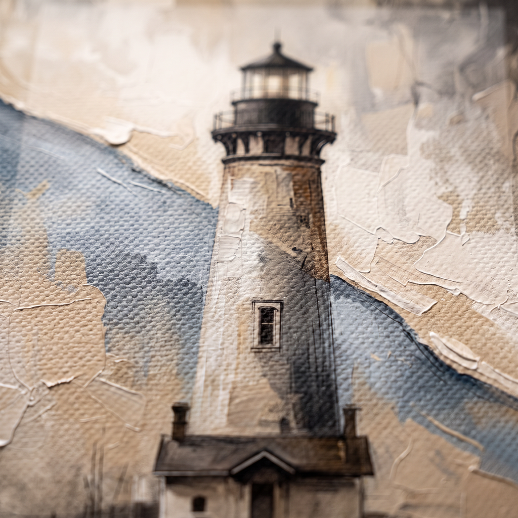Lighthouse Beam at Dusk Canvas, Coastal Wall Art, Nautical Beach House Decor, Gift