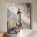 Lighthouse Beam at Dusk Canvas, Coastal Wall Art, Nautical Beach House Decor, Gift