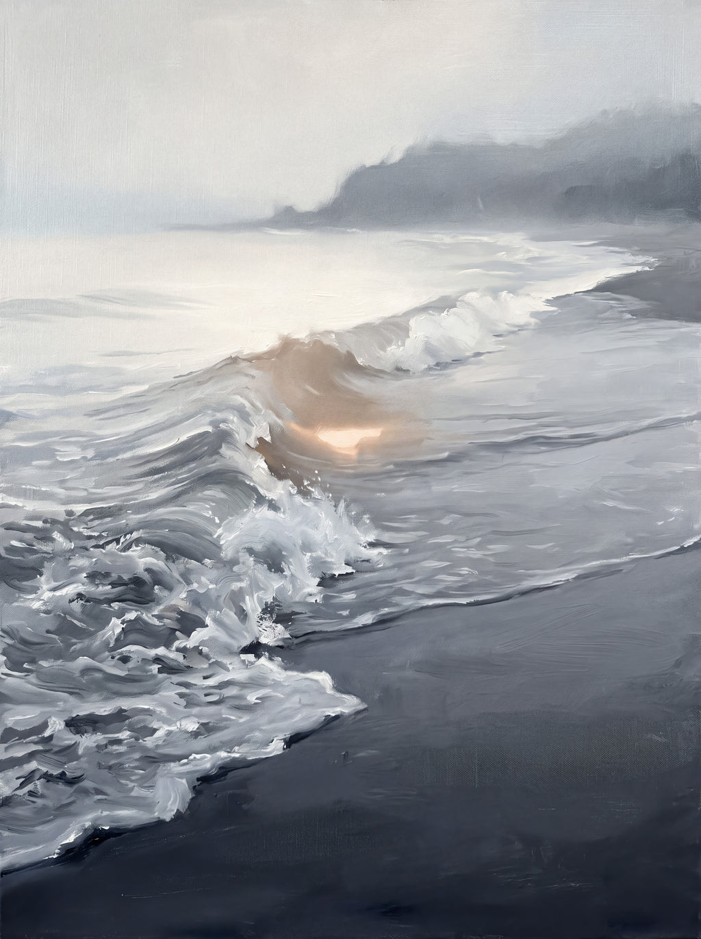Misty Wave Wall Art, Dramatic Seascape, Coastal Living Room Decor, Gift