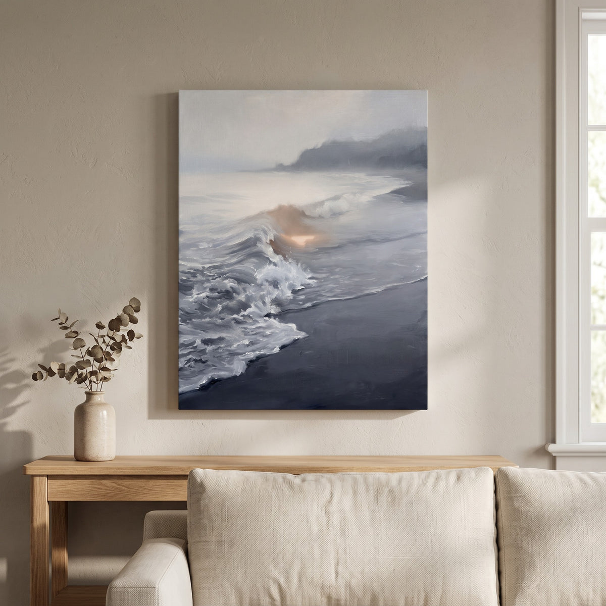 Misty Wave Wall Art, Dramatic Seascape, Coastal Living Room Decor, Gift