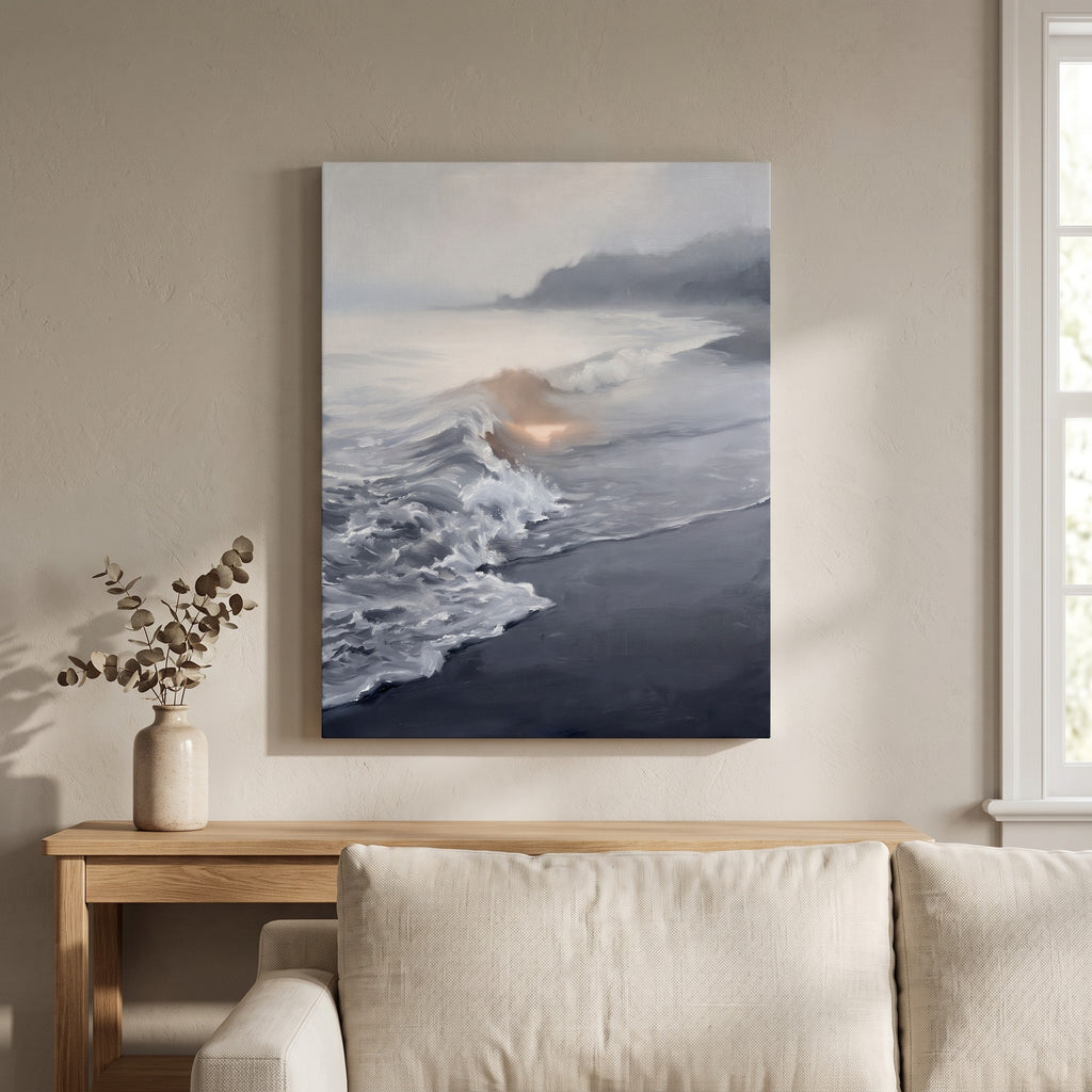 Misty Wave Wall Art, Dramatic Seascape, Coastal Living Room Decor, Gift