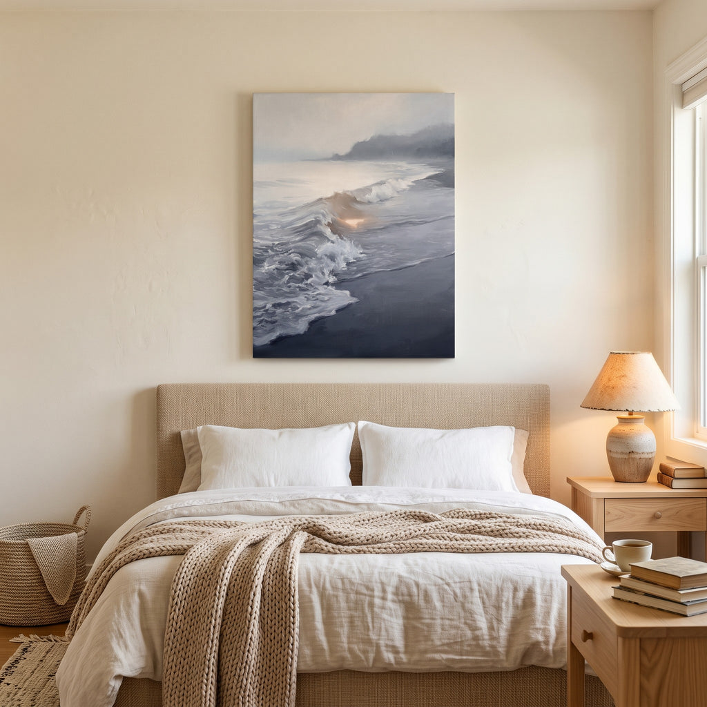 Misty Wave Wall Art, Dramatic Seascape, Coastal Living Room Decor, Gift