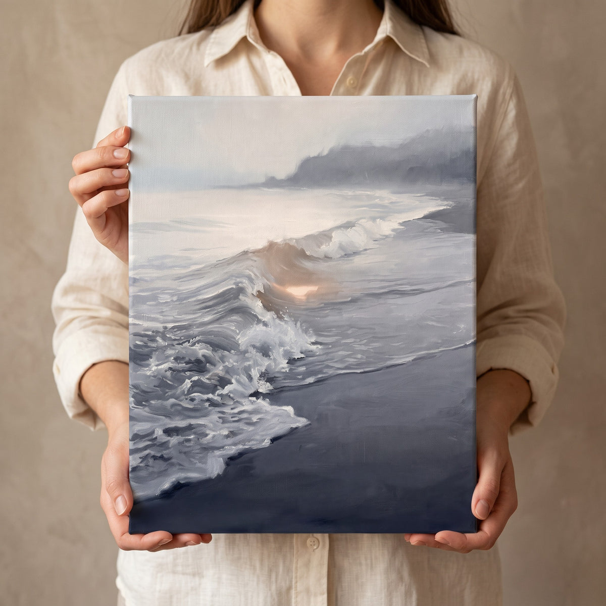 Misty Wave Wall Art, Dramatic Seascape, Coastal Living Room Decor, Gift