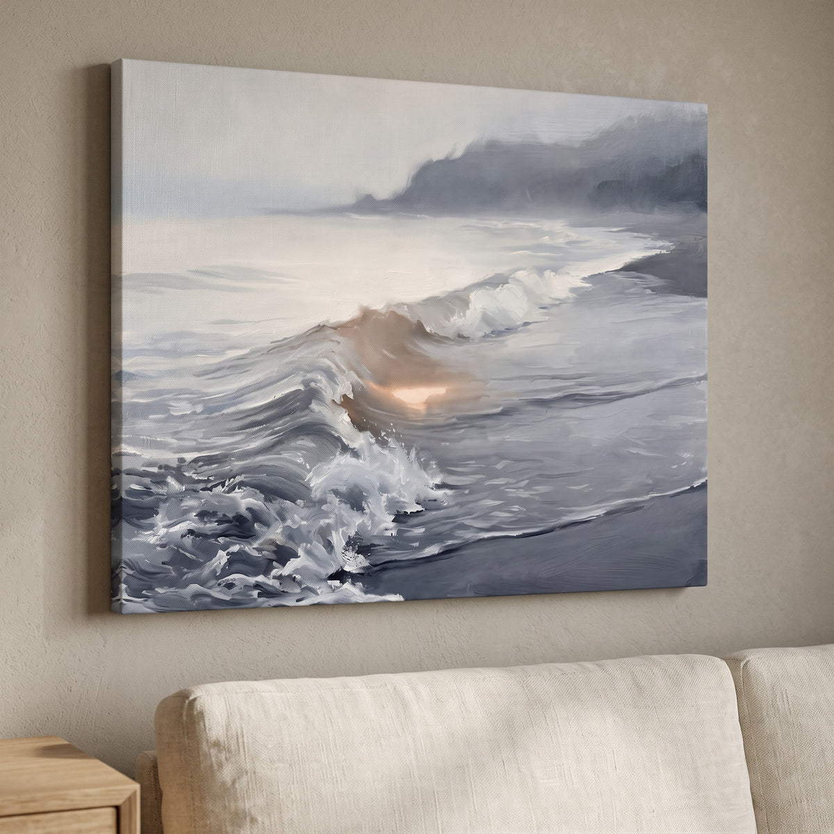 Misty Wave Wall Art, Dramatic Seascape, Coastal Living Room Decor, Gift