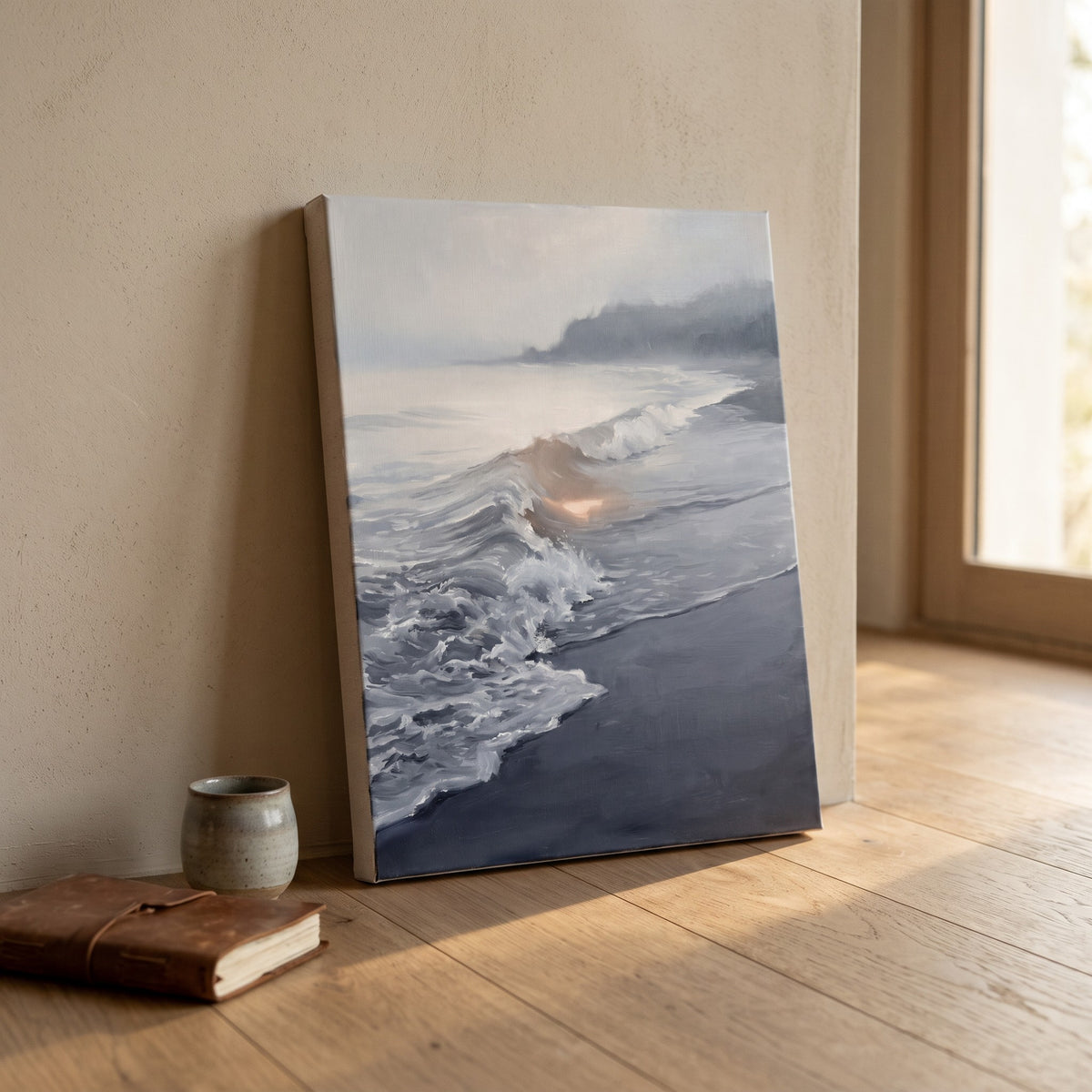 Misty Wave Wall Art, Dramatic Seascape, Coastal Living Room Decor, Gift