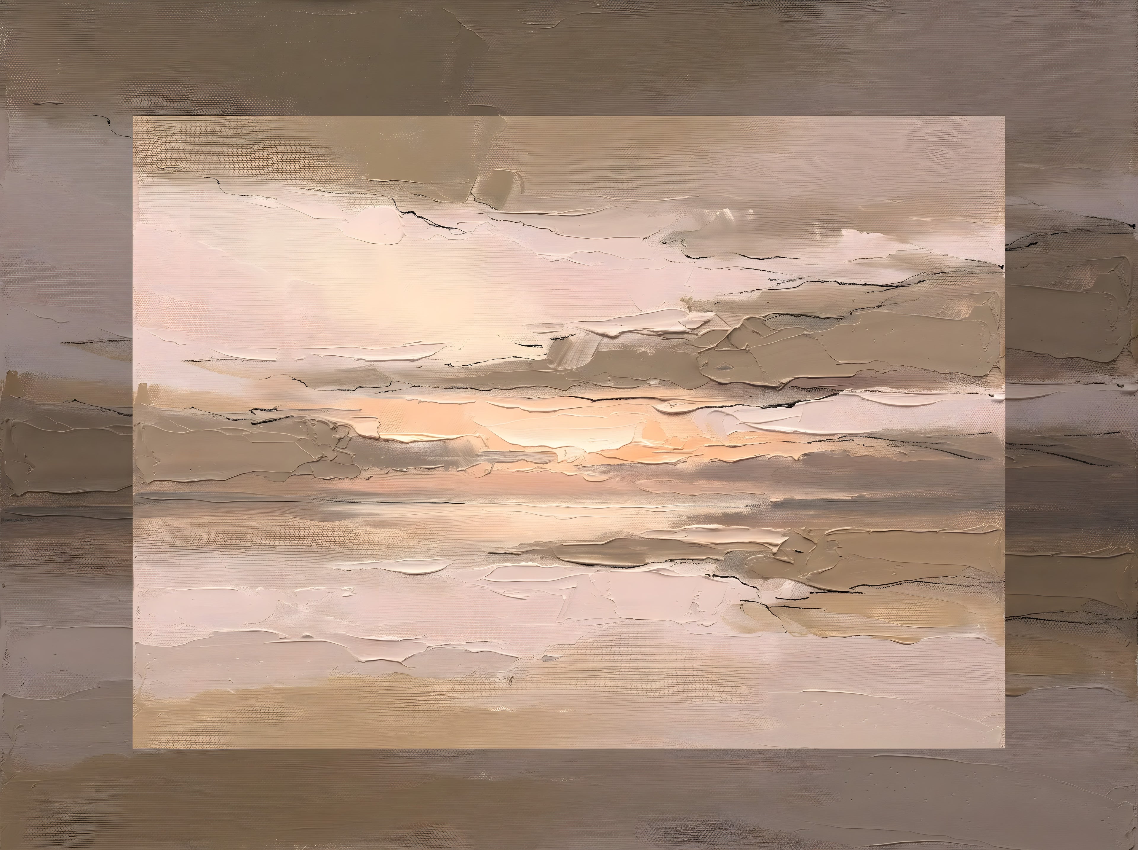 Golden Hour Horizon Wall Art, Oversized Abstract Canvas, Bedroom Decor