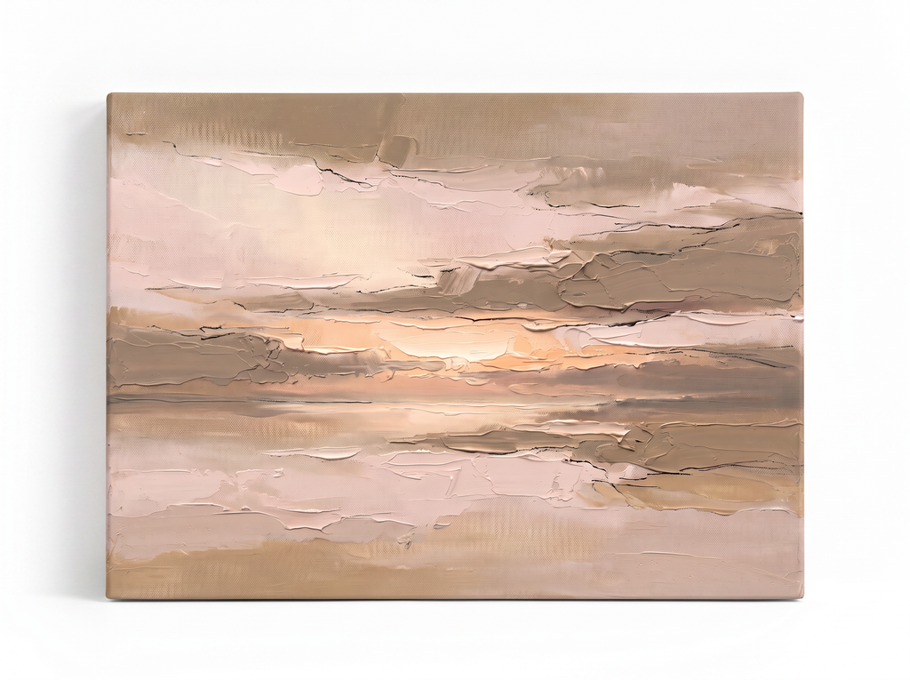 Golden Hour Horizon Wall Art, Oversized Abstract Canvas, Bedroom Decor