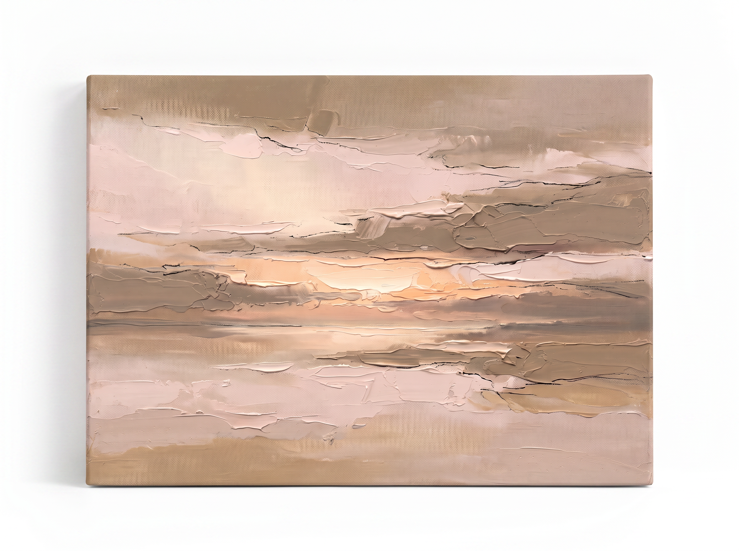Golden Hour Horizon Wall Art, Oversized Abstract Canvas, Bedroom Decor