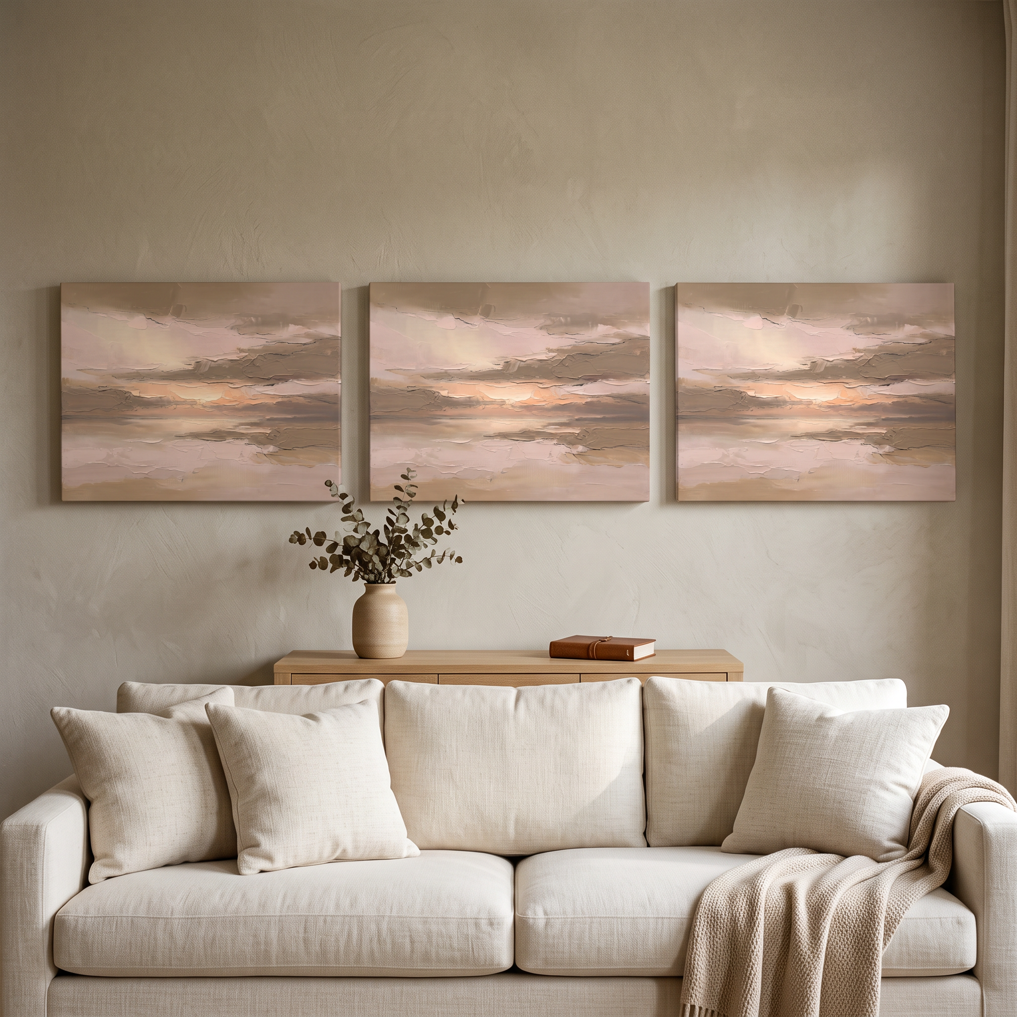 Golden Hour Horizon Wall Art, Oversized Abstract Canvas, Bedroom Decor