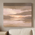 Golden Hour Horizon Wall Art, Oversized Abstract Canvas, Bedroom Decor