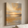 Golden Hour Horizon Canvas — canvas wall art, horizon, canvas wall art shown on a wall in a styled interior, view C8 (sunset coastal) | BloomWorld Art