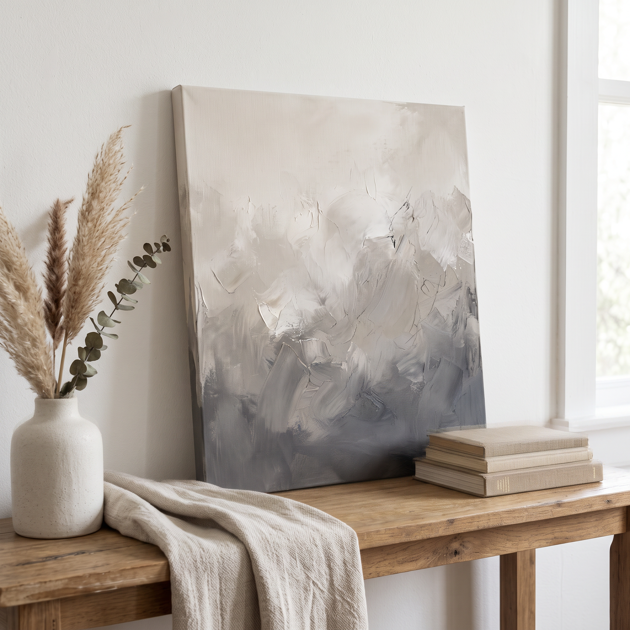 Greige Soft Gradients Abstract Canvas, Minimalist Neutral Wall Art, Serene Home Decor, Gift