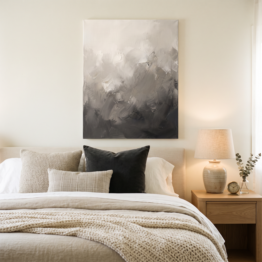 Greige Soft Gradients Abstract Canvas, Minimalist Neutral Wall Art, Serene Home Decor, Gift