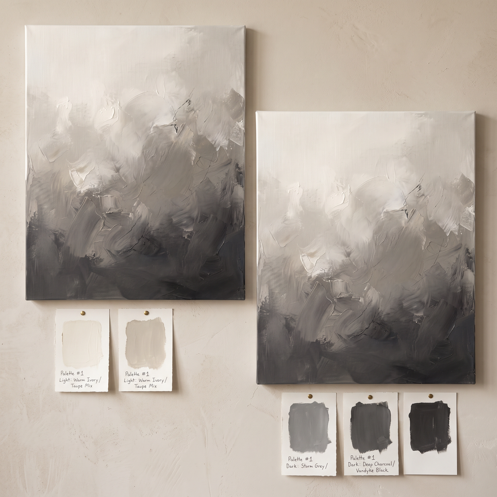 Greige Soft Gradients Abstract Canvas, Minimalist Neutral Wall Art, Serene Home Decor, Gift