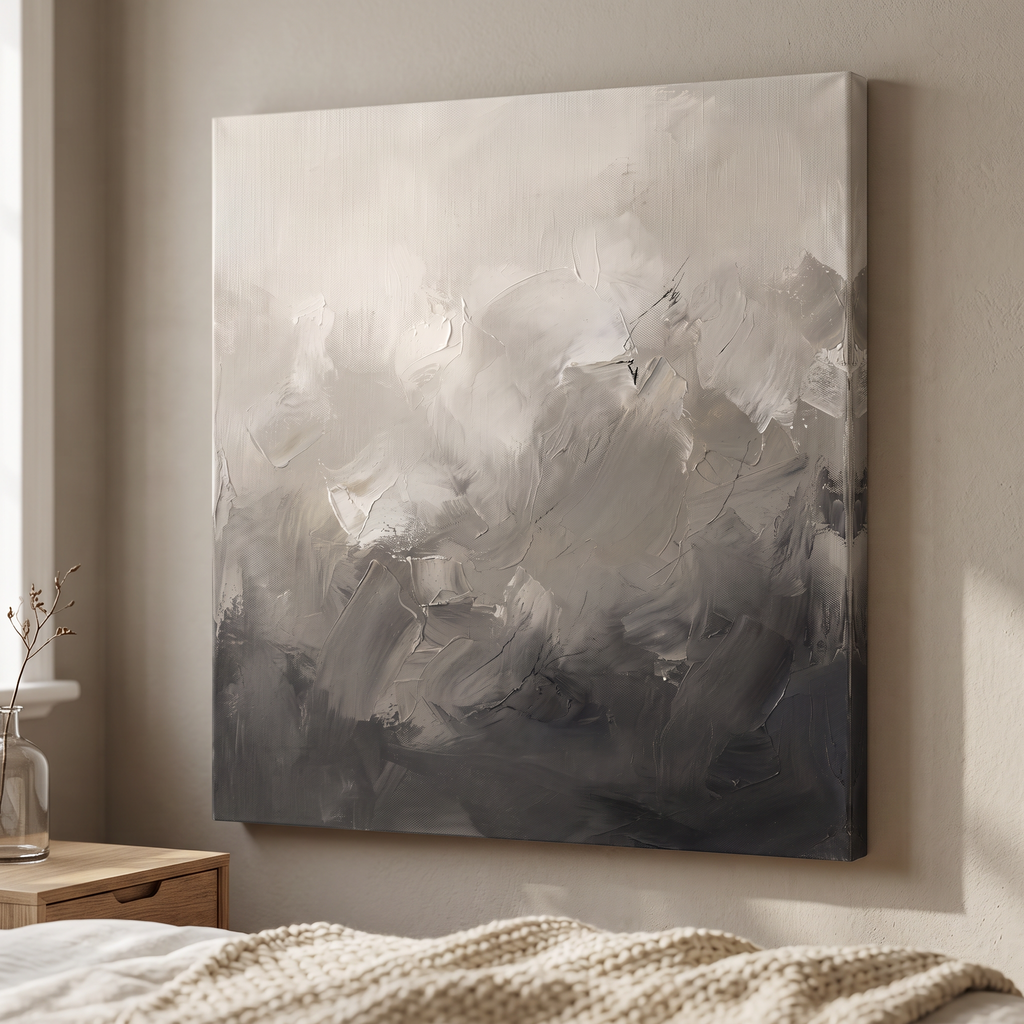 Greige Soft Gradients Abstract Canvas, Minimalist Neutral Wall Art, Serene Home Decor, Gift