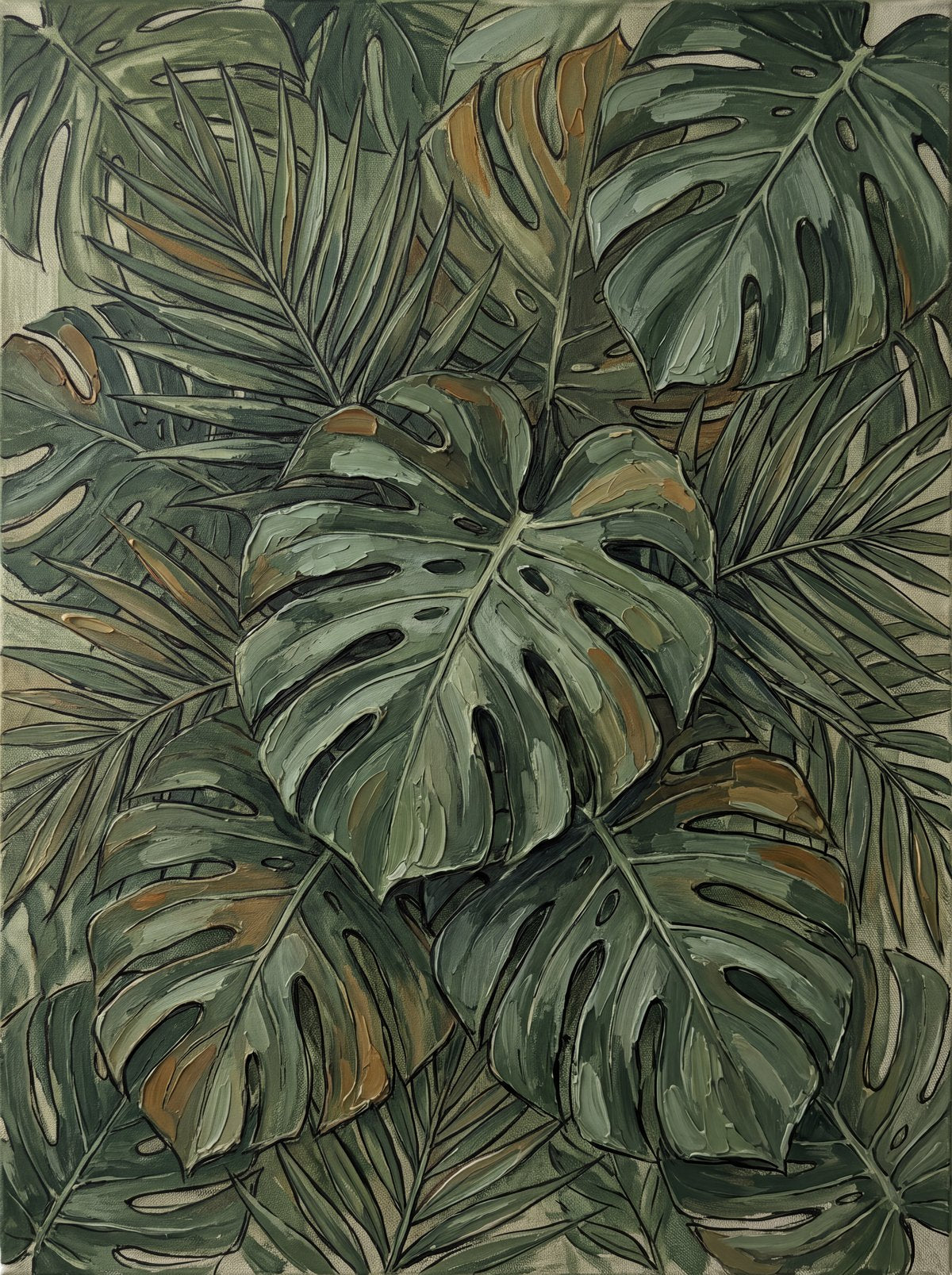 Monstera Leaf Cluster Canvas Printable Wall Art — the artwork