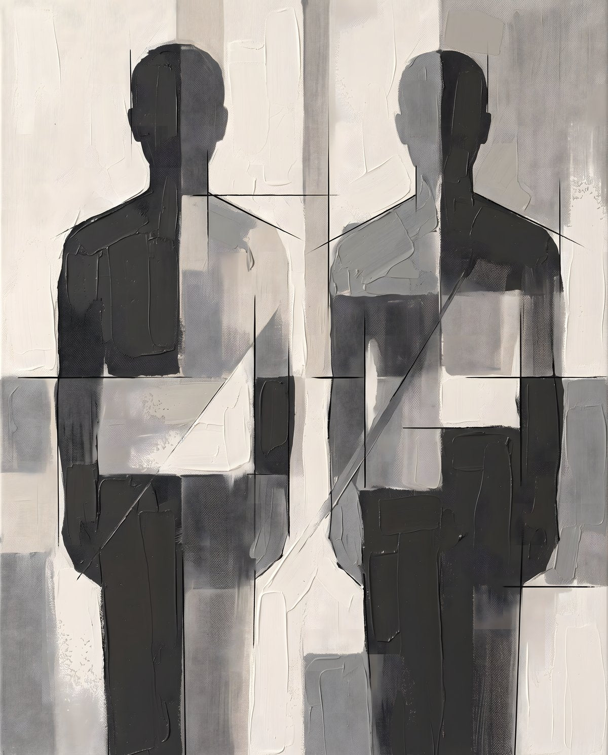 Two Abstract Figures Printable Wall Art — digital download, digital wall art, printable wall art digital download preview (minimalist line art) | BloomWorld Art