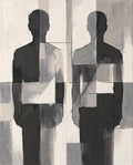 Two Abstract Figures Printable Wall Art — digital download, digital wall art, printable wall art digital download preview (minimalist line art) | BloomWorld Art