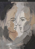 Two Faces in Profile Printable Wall Art, Digital Download, Instant Download, Large Print