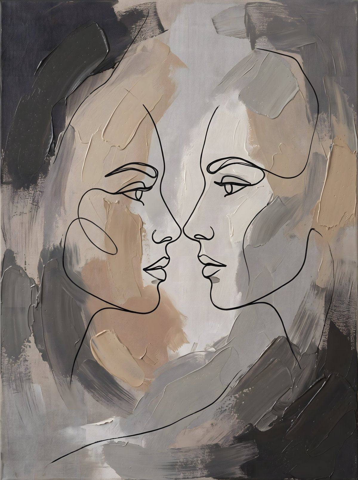 Two Faces in Profile Printable Wall Art, Digital Download, Instant Download, Large Print