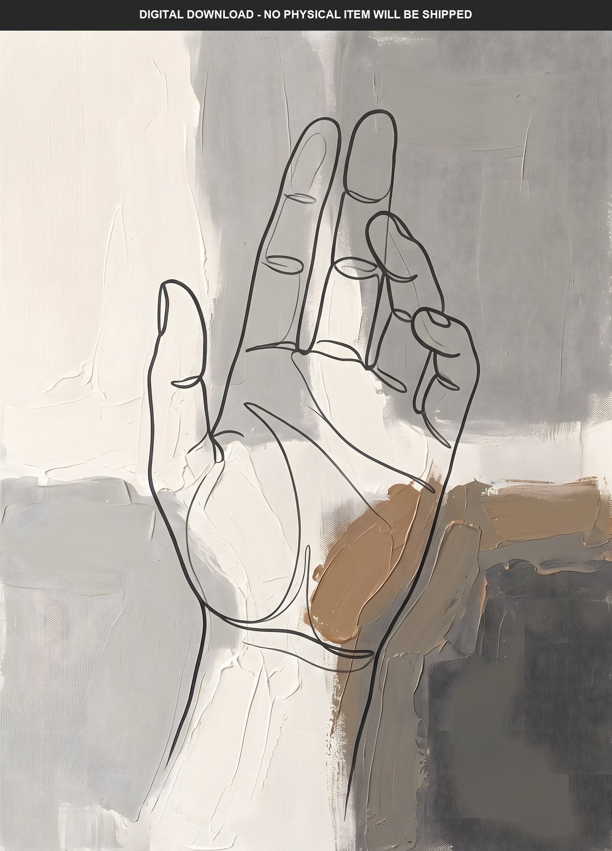 Hand Gesture Line Printable Wall Art, Digital Download, Instant Download, Large Print