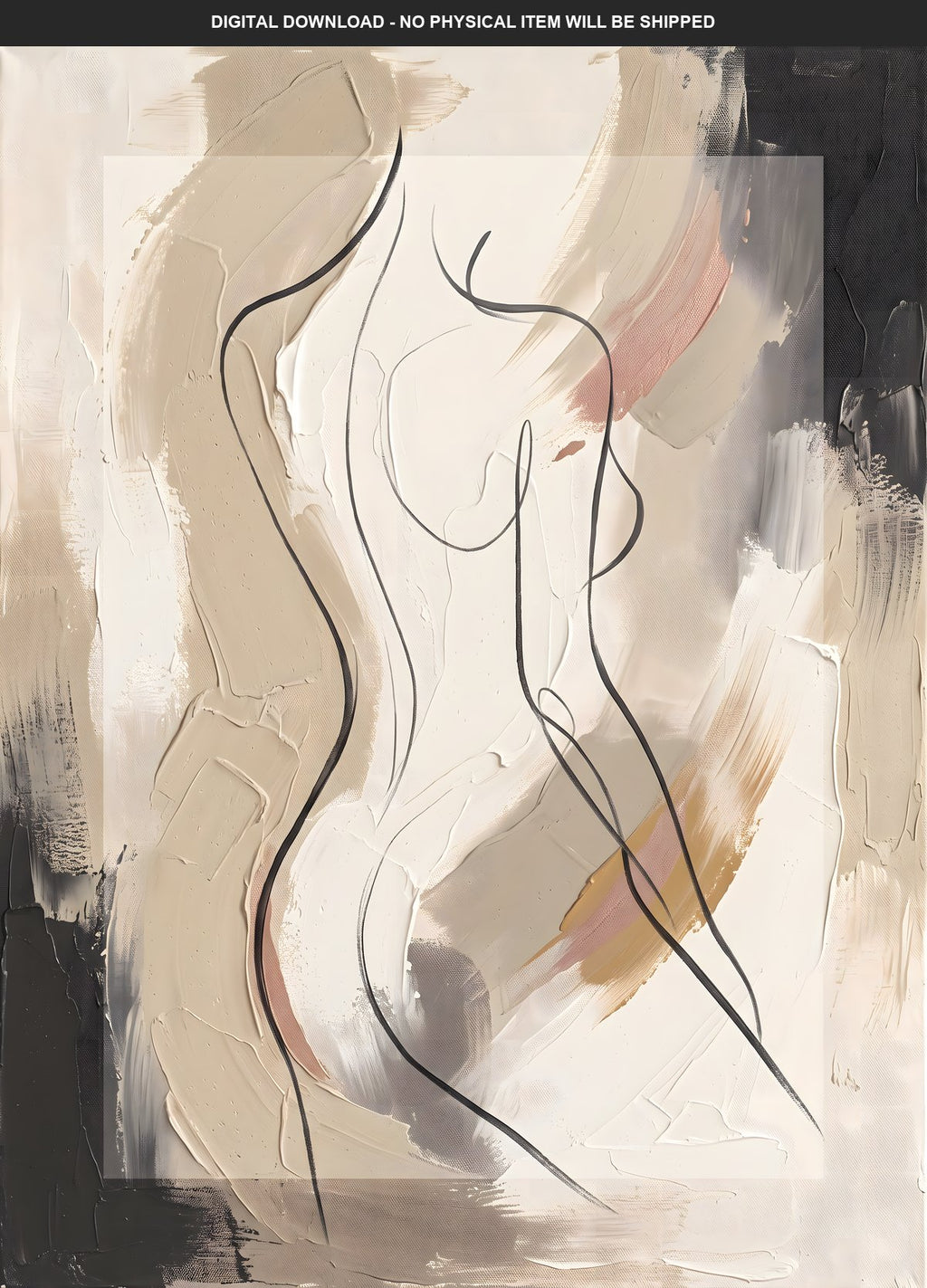 Female Figure Line Printable Wall Art, Digital Download, Instant Download, Large Print