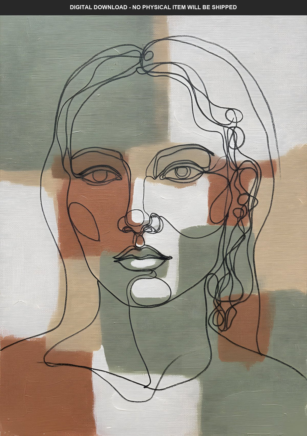 Abstract Face Line Art Recomposed Digital Download Print, Printable Wall Art, Instant Download