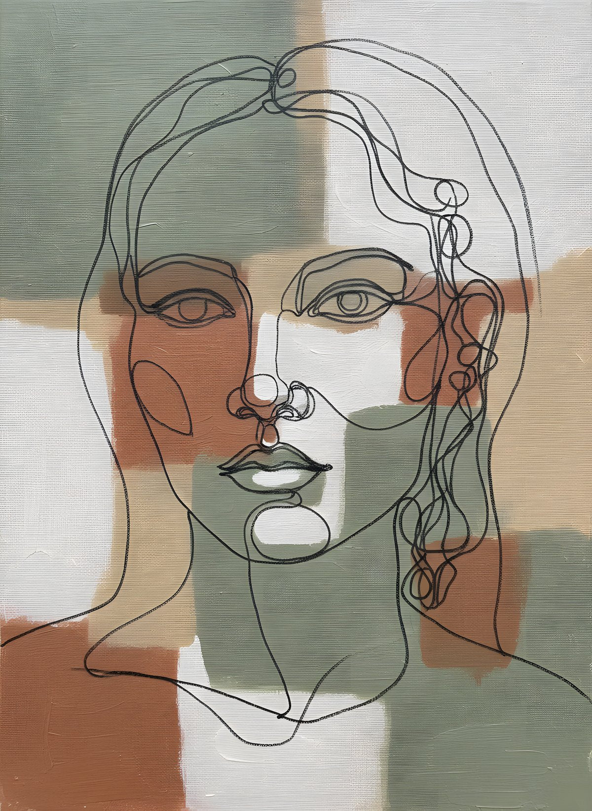 Abstract Face Line Art Recomposed Digital Download Print, Printable Wall Art, Instant Download